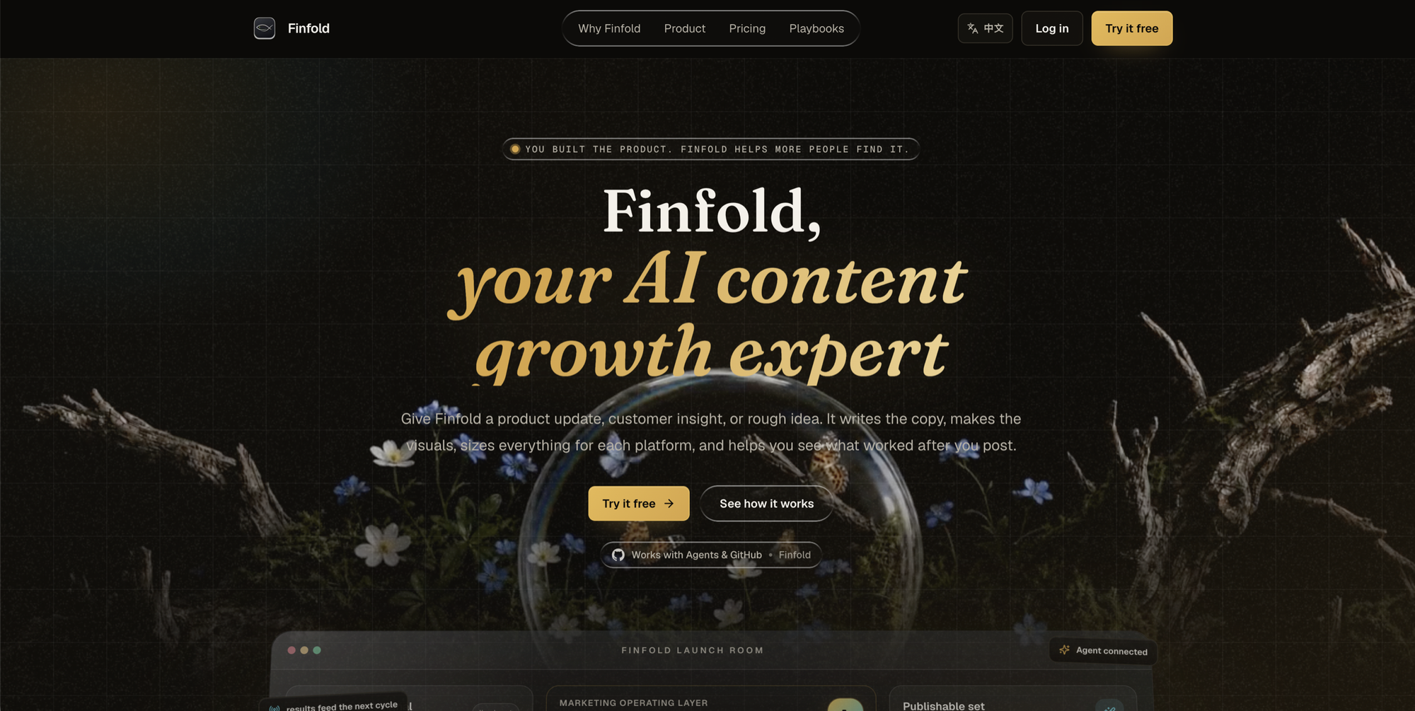 Finfold landing page: You built the product. Finfold helps more people find it.