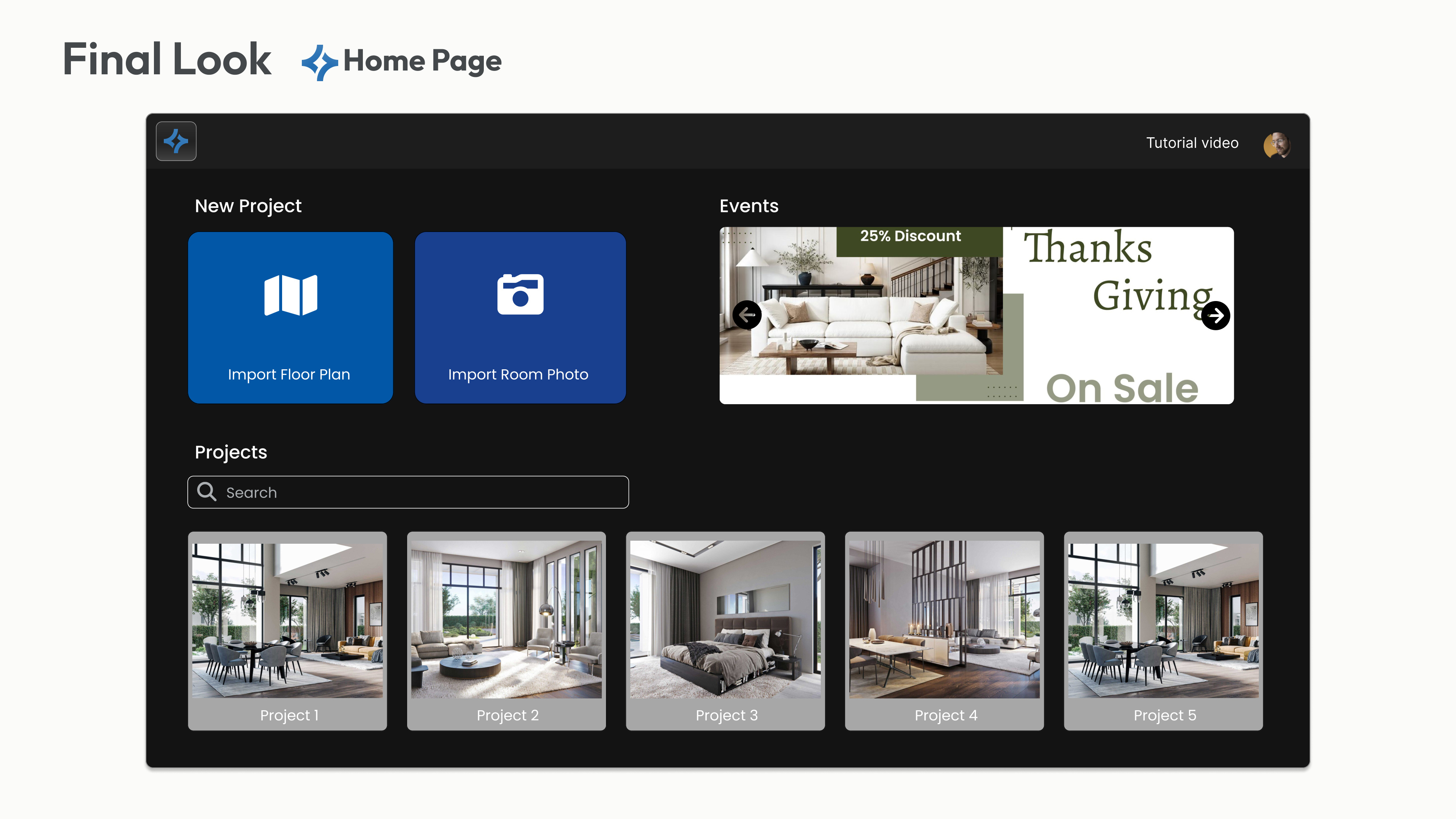 Home Page & New Project