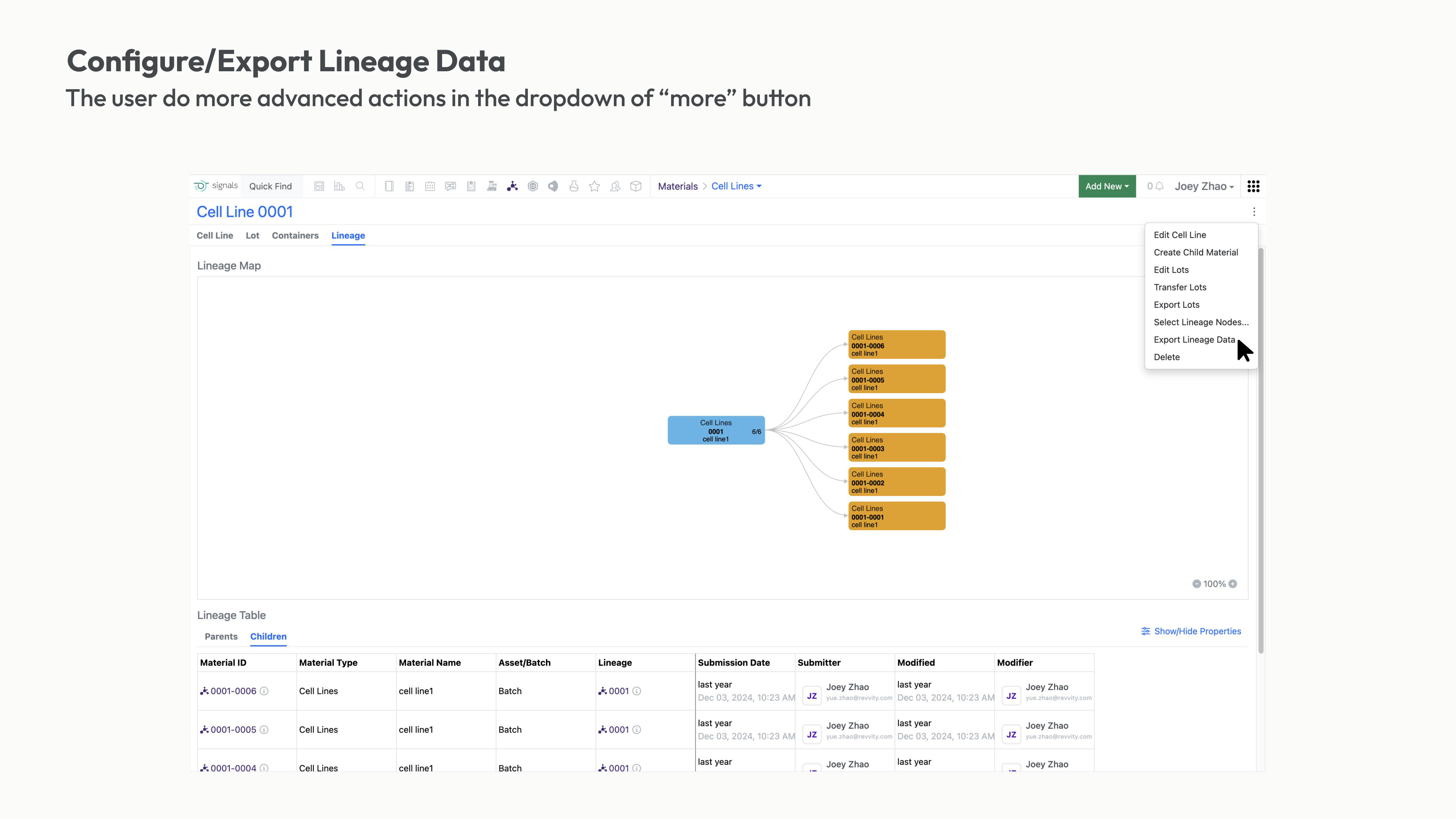 Configure & Export Lineage